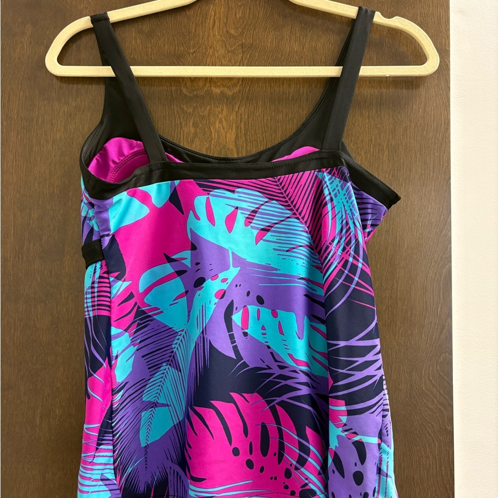 Gerry Weber Pink and Blue Tropical Print Tankini Top Size Medium - Picture 3 of 5